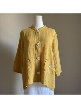 Mustard Crinkle Jacket Cardigan | Medium